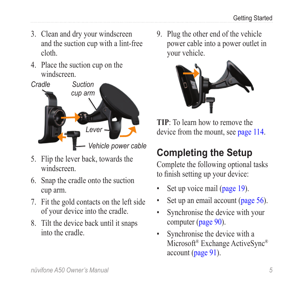 Completing the setup | Graco NUVIFONE A50 User Manual | Page 13 / 136