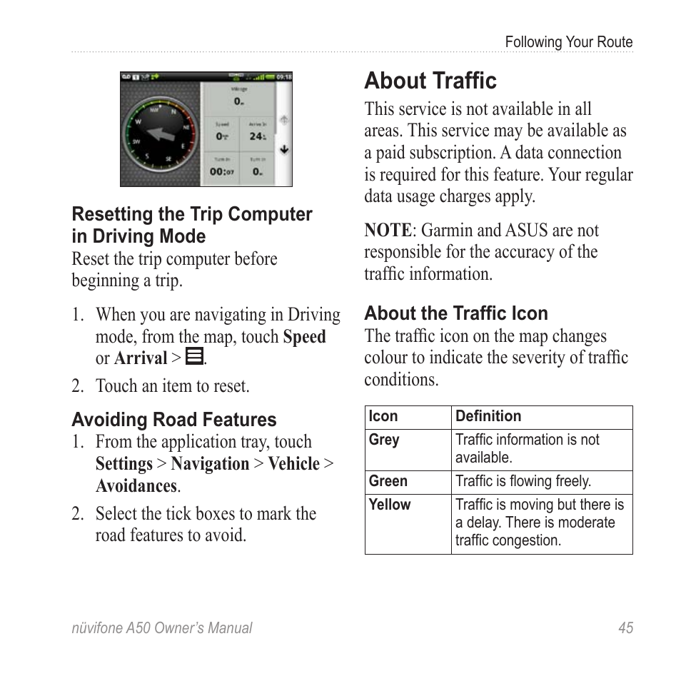 About traffic | Graco NUVIFONE A50 User Manual | Page 53 / 136