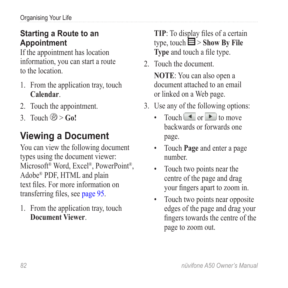 Viewing a document | Graco NUVIFONE A50 User Manual | Page 90 / 136