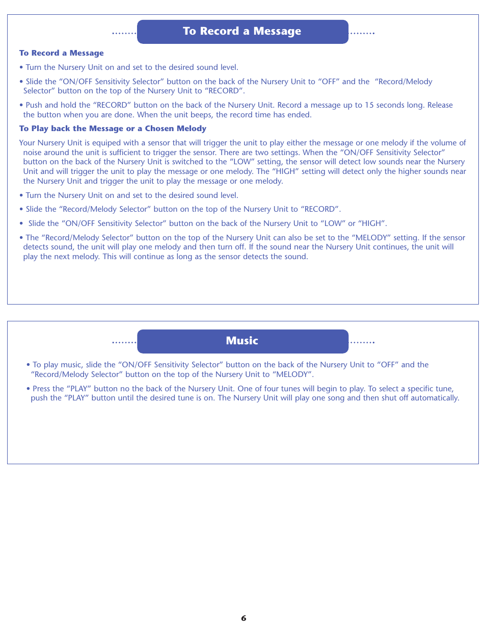 Music | Graco RESPOND 2M06 User Manual | Page 6 / 16
