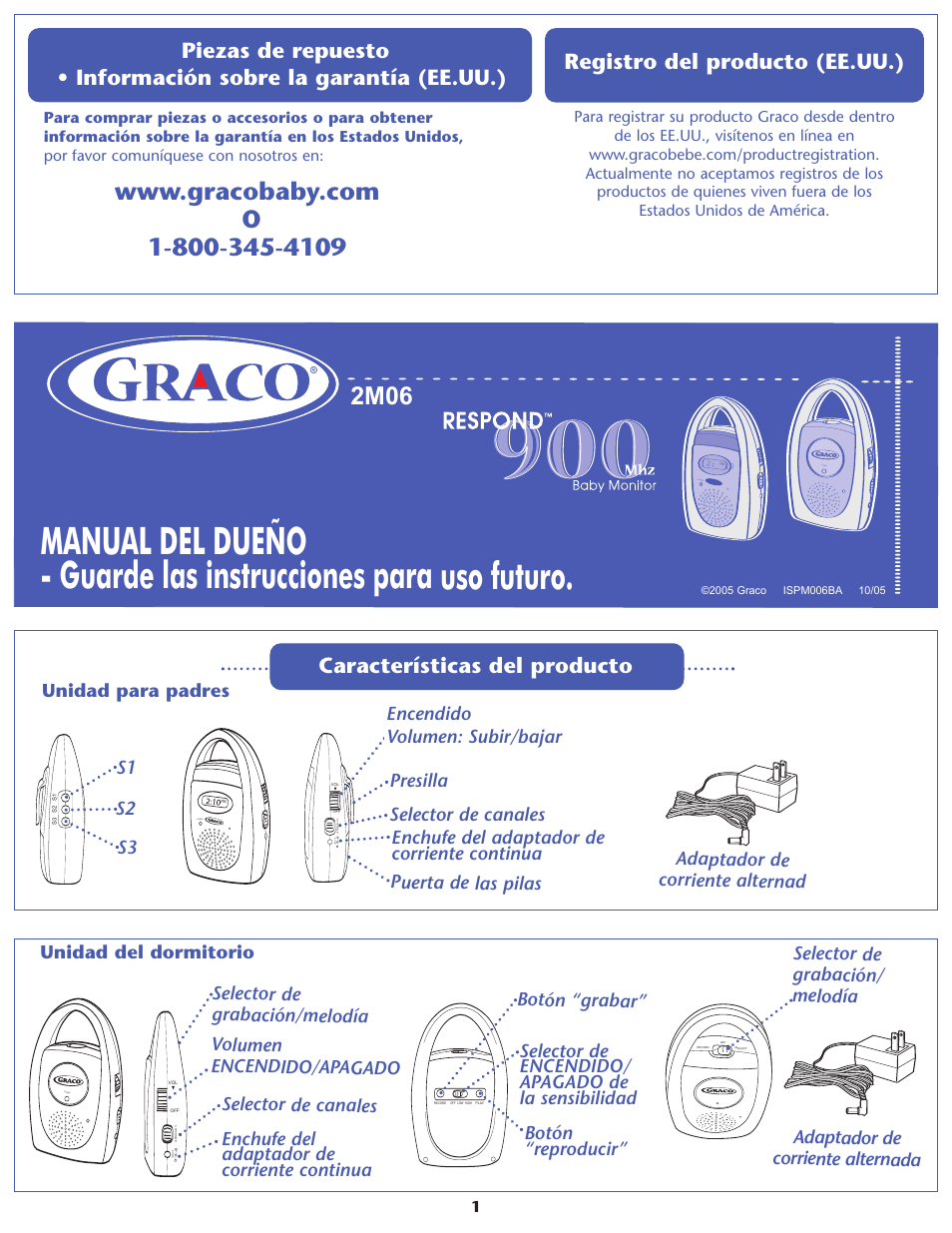 2m06, Características del producto, Registro del producto (ee.uu.) | S1 s2 s3 | Graco RESPOND 2M06 User Manual | Page 9 / 16