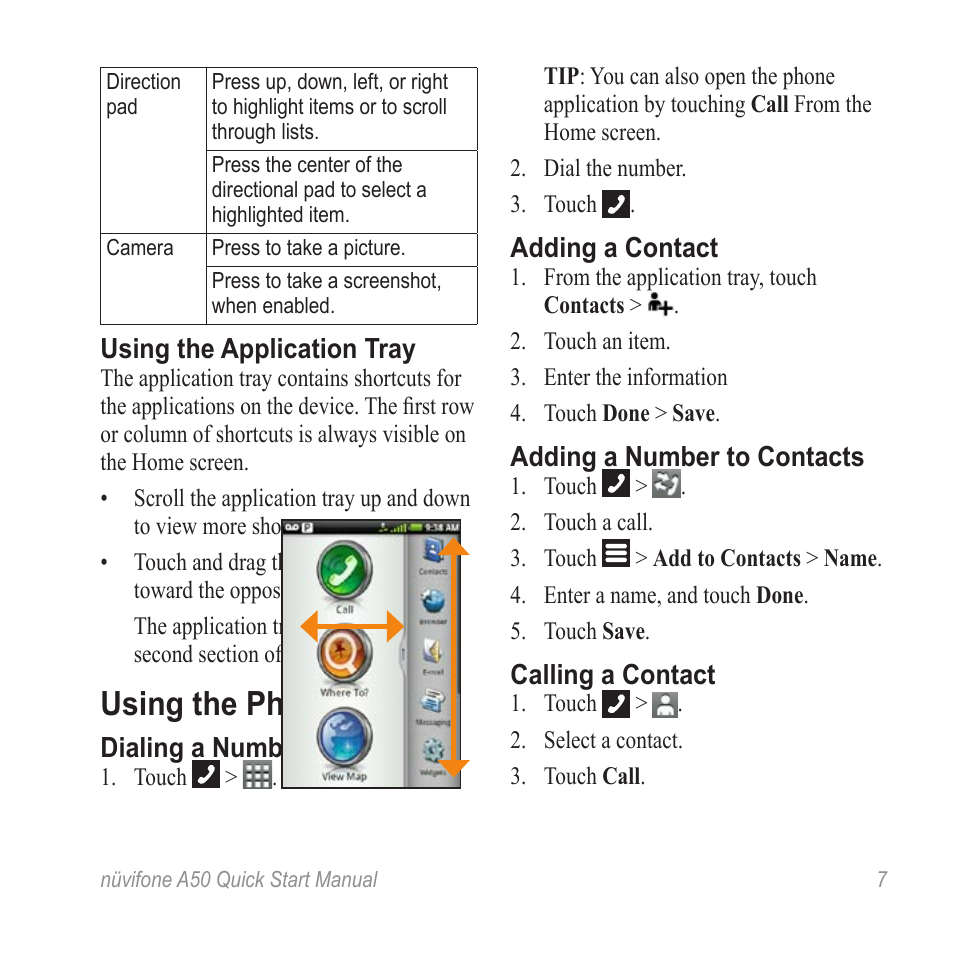 Using the phone | Graco A50 User Manual | Page 7 / 20
