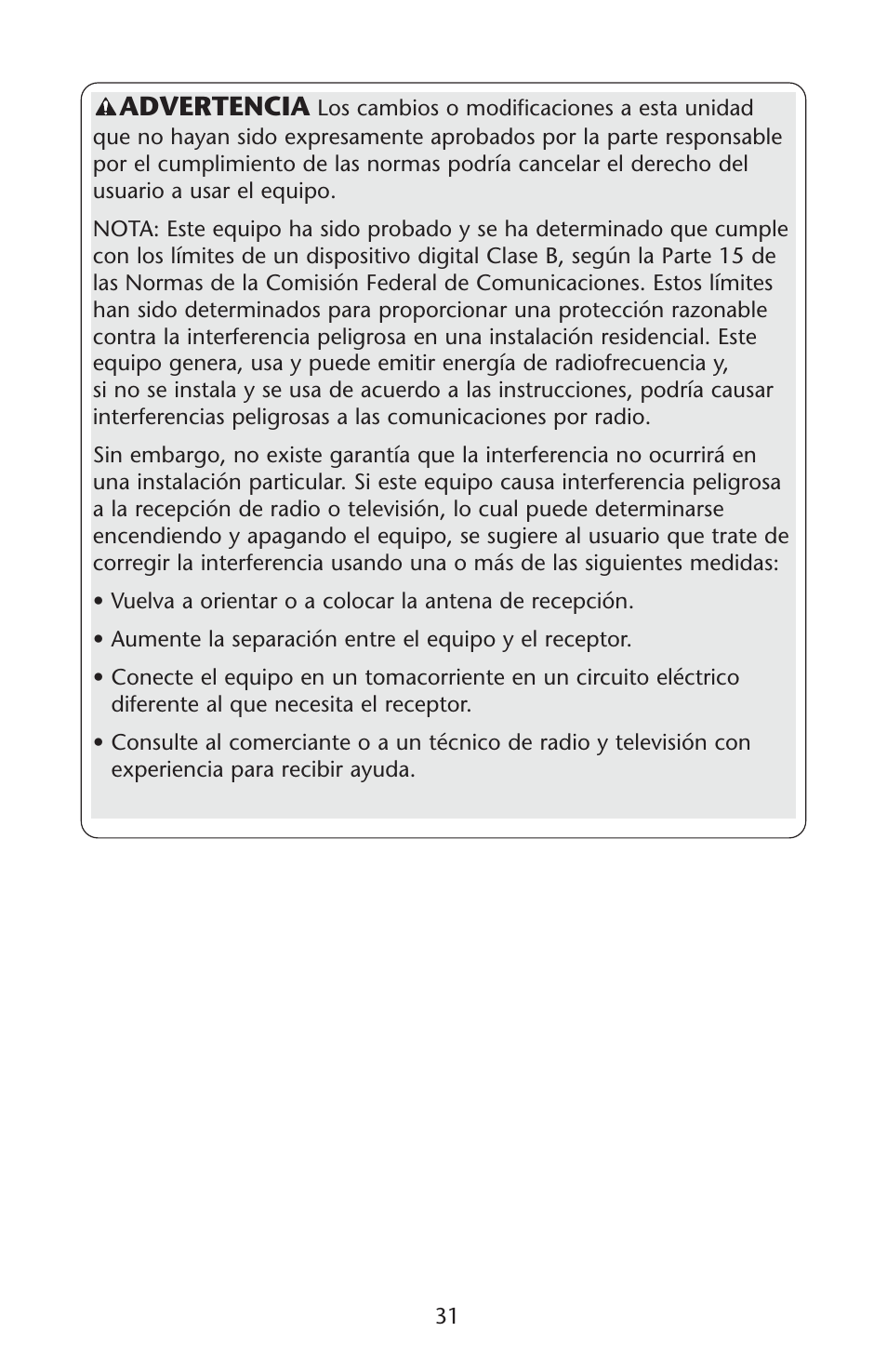 Advertencia | Graco PD107647A User Manual | Page 31 / 52