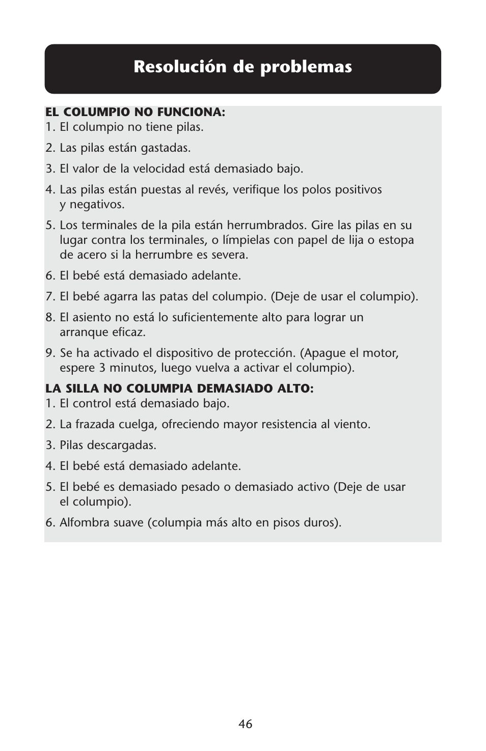 Resolución de problemas | Graco PD107647A User Manual | Page 46 / 52