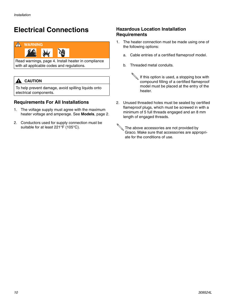 Electrical connections | Graco VISCON HP 309524L User Manual | Page 10 / 30
