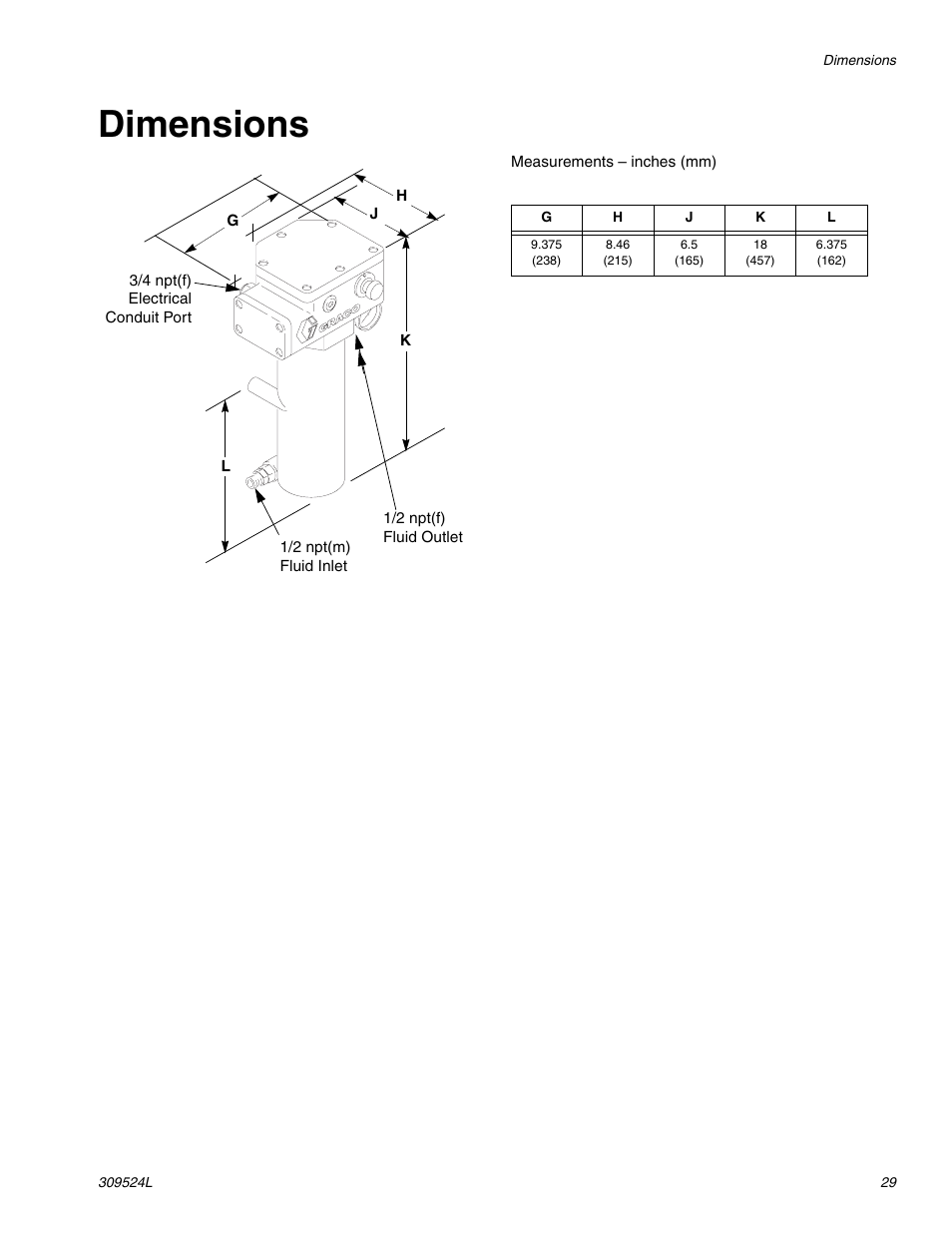 Dimensions | Graco VISCON HP 309524L User Manual | Page 29 / 30