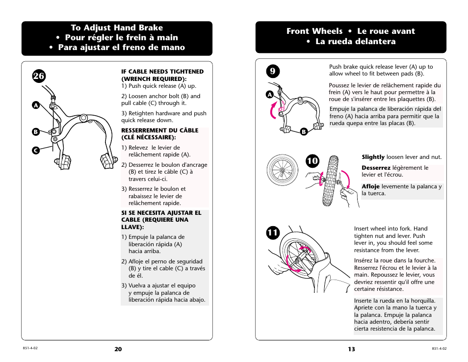 Front wheels • le roue avant • la rueda delantera | Graco 6211 User Manual | Page 13 / 120