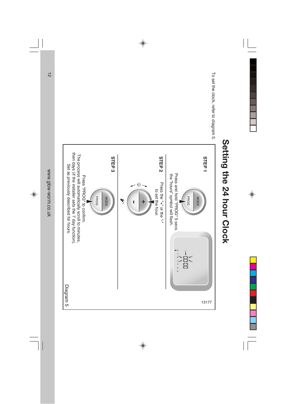 Setting the 24 hour clock | Glowworm Lighting ULTRACOM CXI User Manual | Page 12 / 16