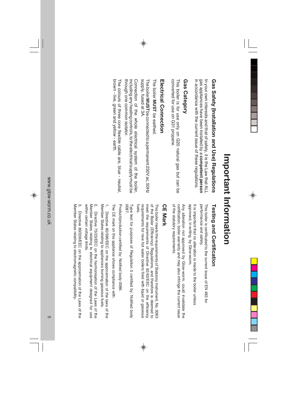 Important information | Glowworm Lighting ULTRACOM CXI User Manual | Page 5 / 16