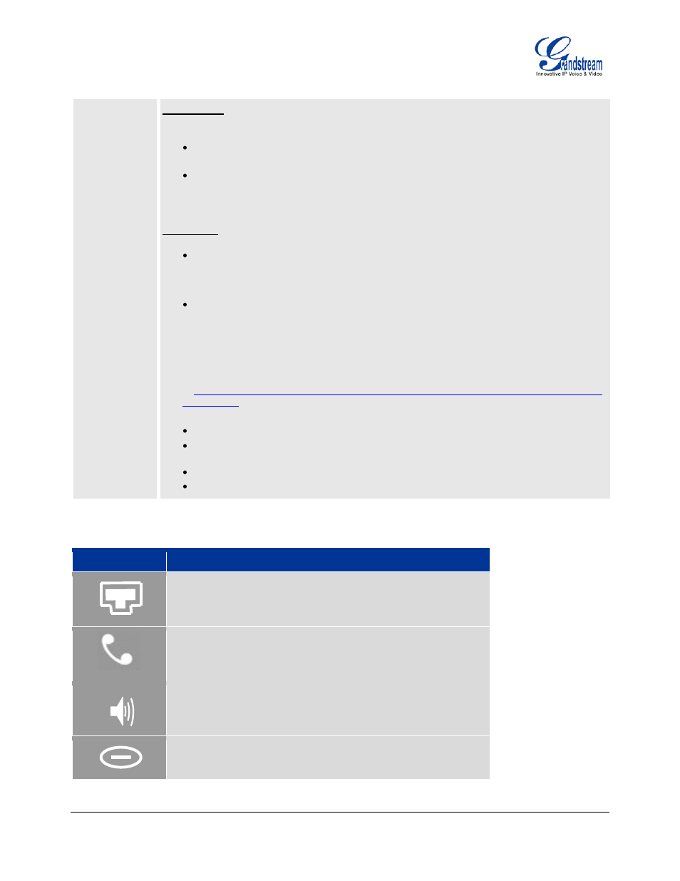 Table 9: lcd icons, Icon lcd icon definitions | Grandstream Networks ENTERPRISE GXP2020 User Manual | Page 14 / 44