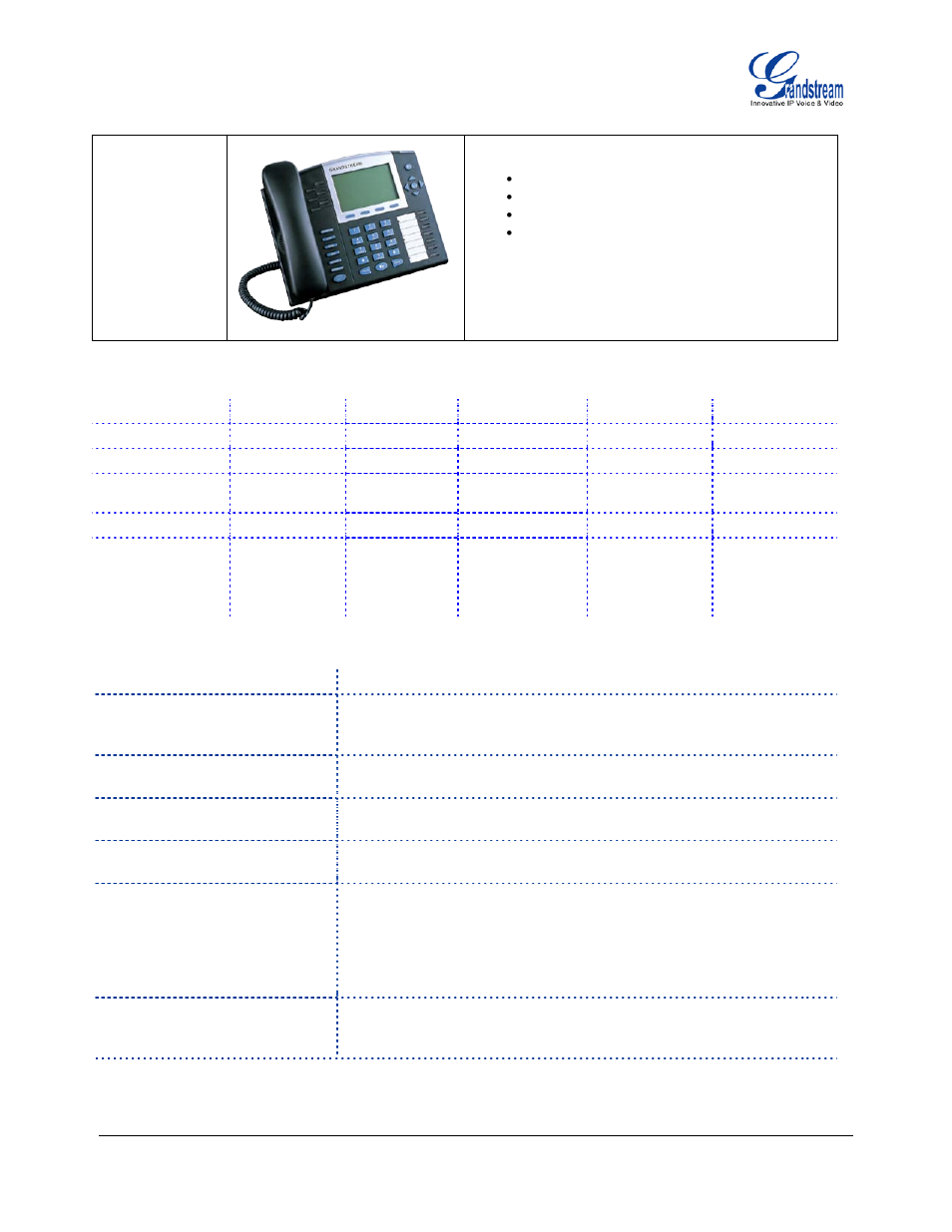 Table 4: gxp comparison guide, Table 5: gxp key features in a glance | Grandstream Networks ENTERPRISE GXP2020 User Manual | Page 9 / 44