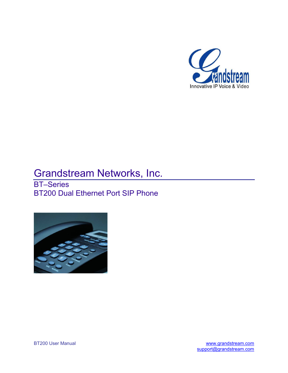 Grandstream Networks DUAL ETHERNET PORT BT200 User Manual | 37 pages