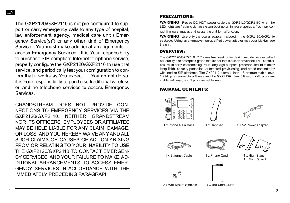 Grandstream Networks GXP2110 User Manual | Page 3 / 27