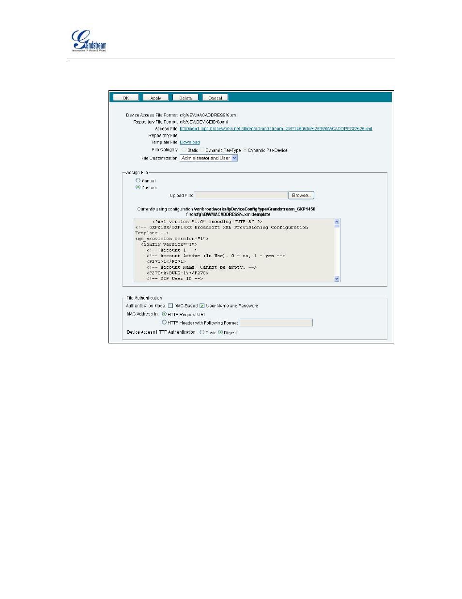 Figure 6 device-specific file settings, 2 static files | Grandstream Networks GXP14XX User Manual | Page 30 / 45