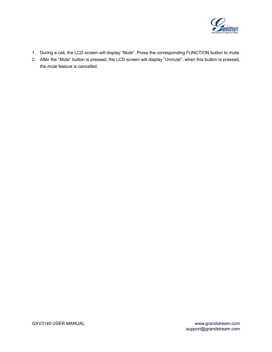 Call features, Table 7: call features | Grandstream Networks GXV3140 User Manual | Page 23 / 81
