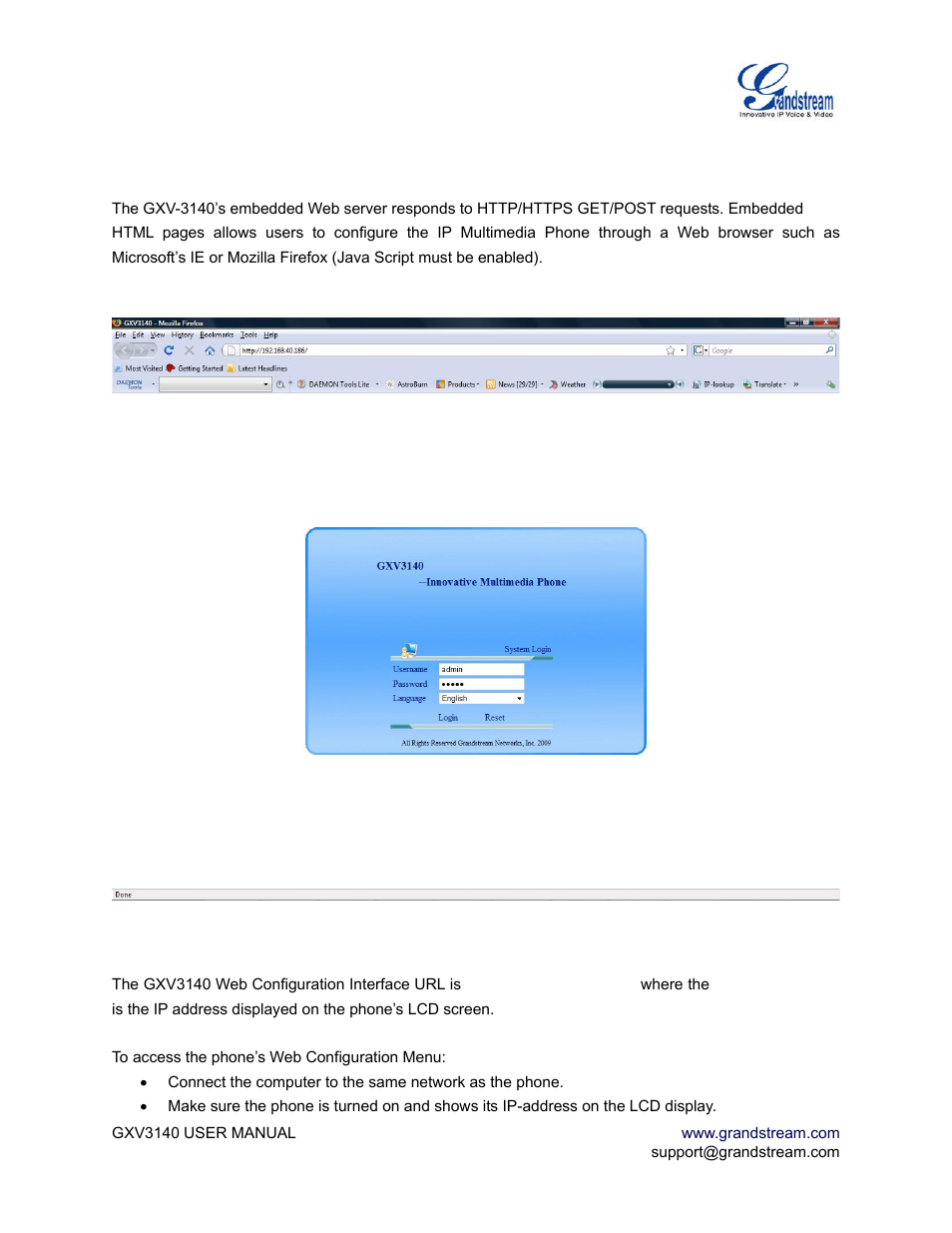 Definitions, Gxv3140 web configuration interface | Grandstream Networks GXV3140 User Manual | Page 25 / 81