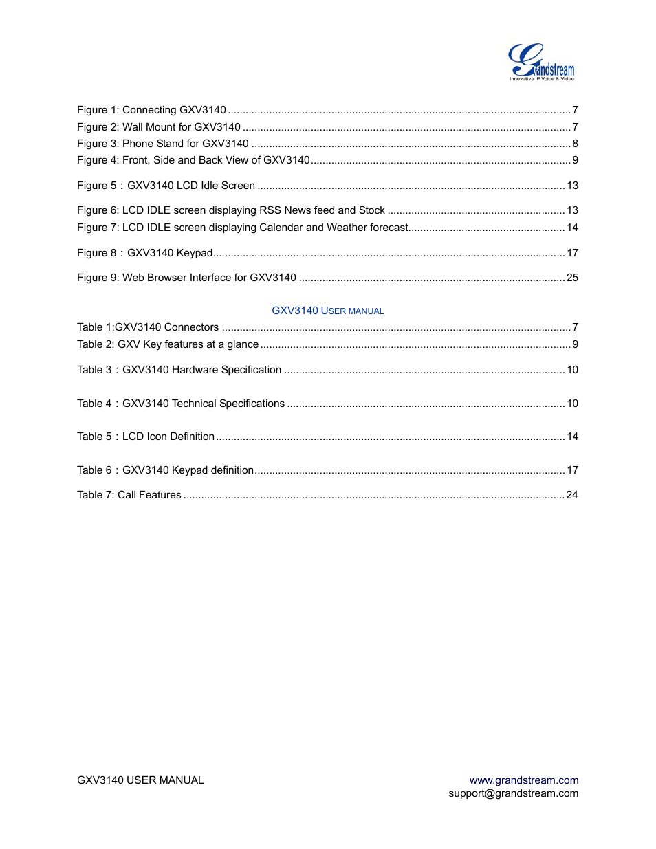 Grandstream Networks GXV3140 User Manual | Page 4 / 81