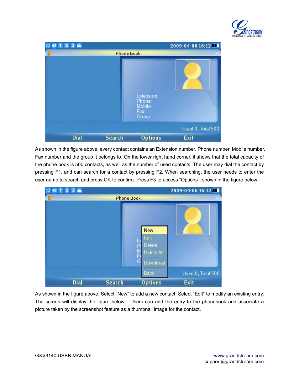 Call history | Grandstream Networks GXV3140 User Manual | Page 42 / 81