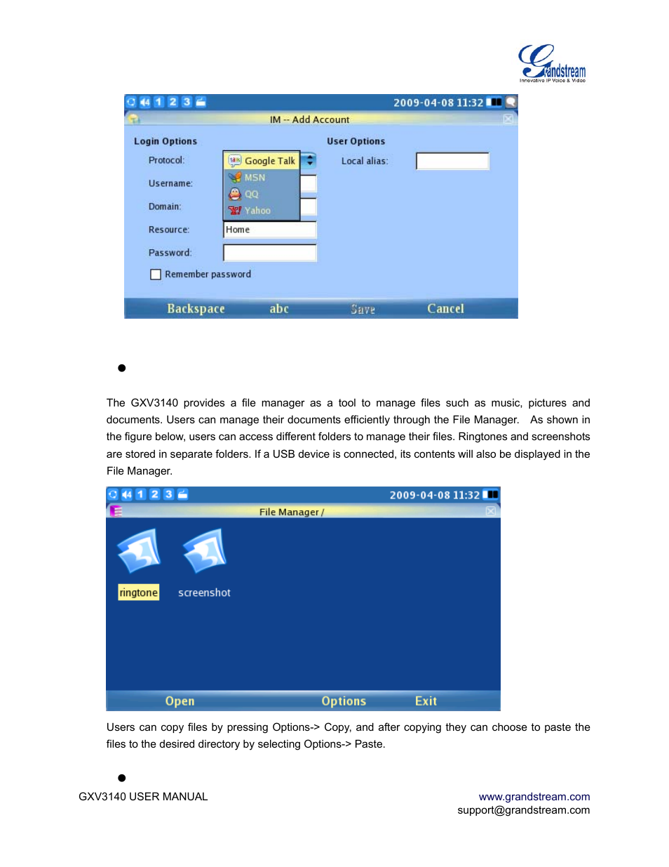 Settings | Grandstream Networks GXV3140 User Manual | Page 63 / 81