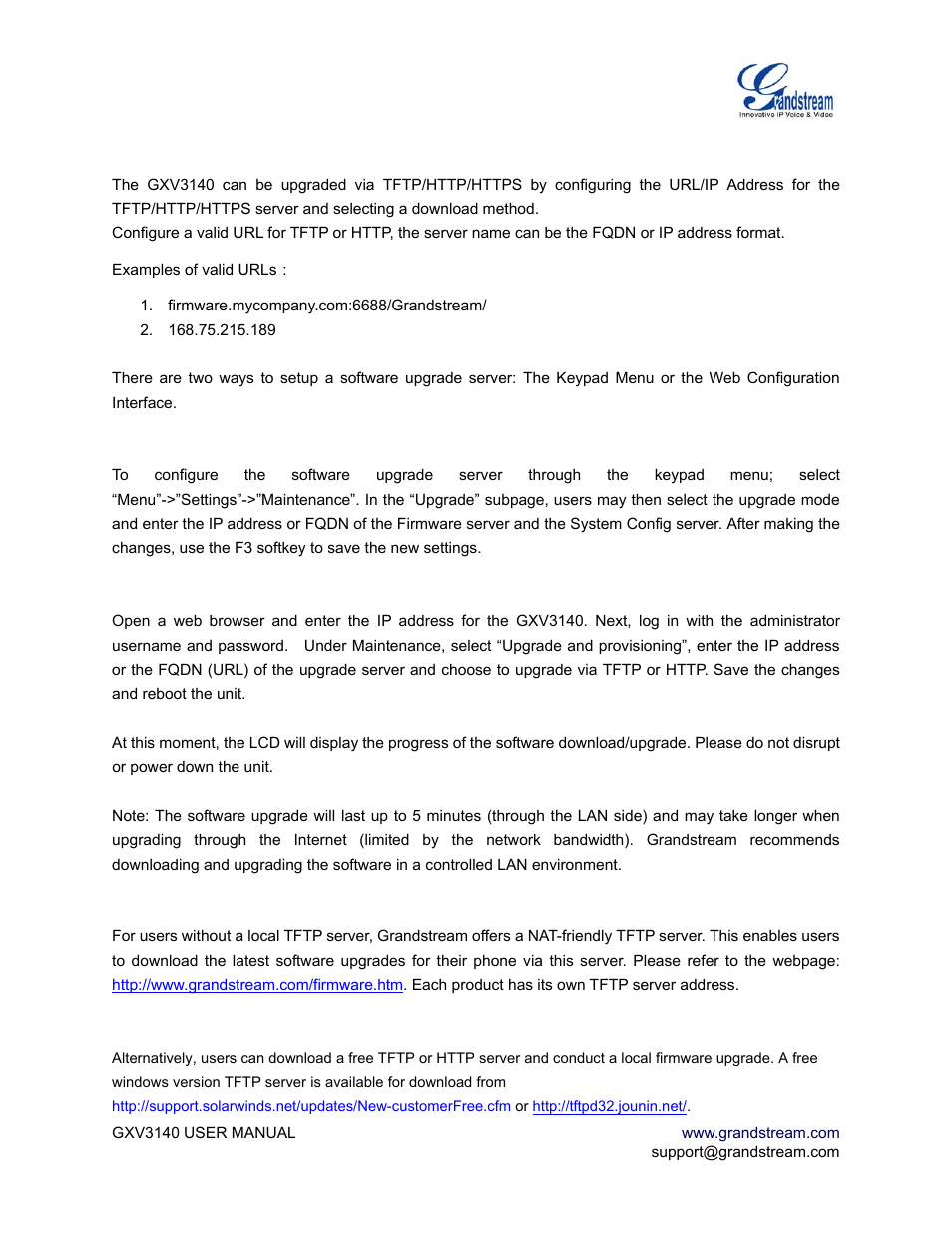 Restore factory default settings, Restore to factory default settings via lcd menu, Software version upgrade | Grandstream Networks GXV3140 User Manual | Page 75 / 81