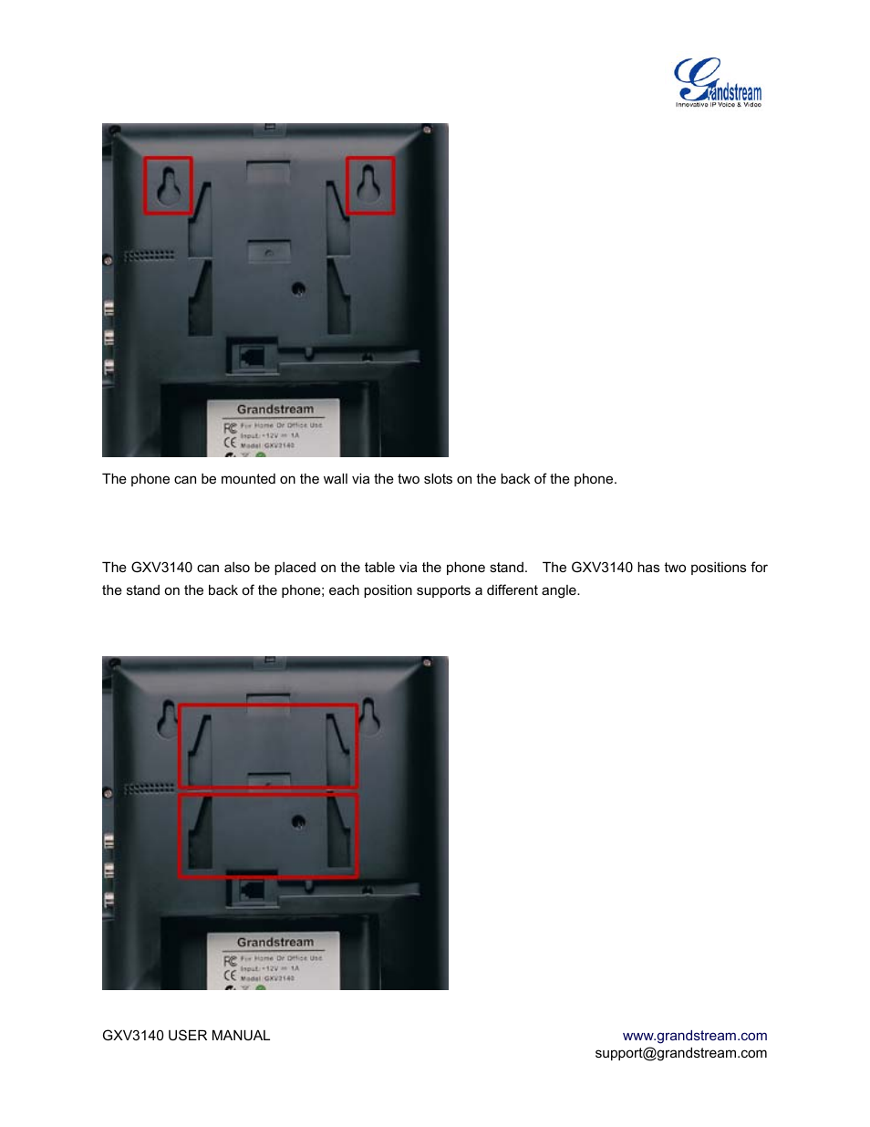 Phone stand, Figure 3: phone stand for gxv3140 | Grandstream Networks GXV3140 User Manual | Page 8 / 81