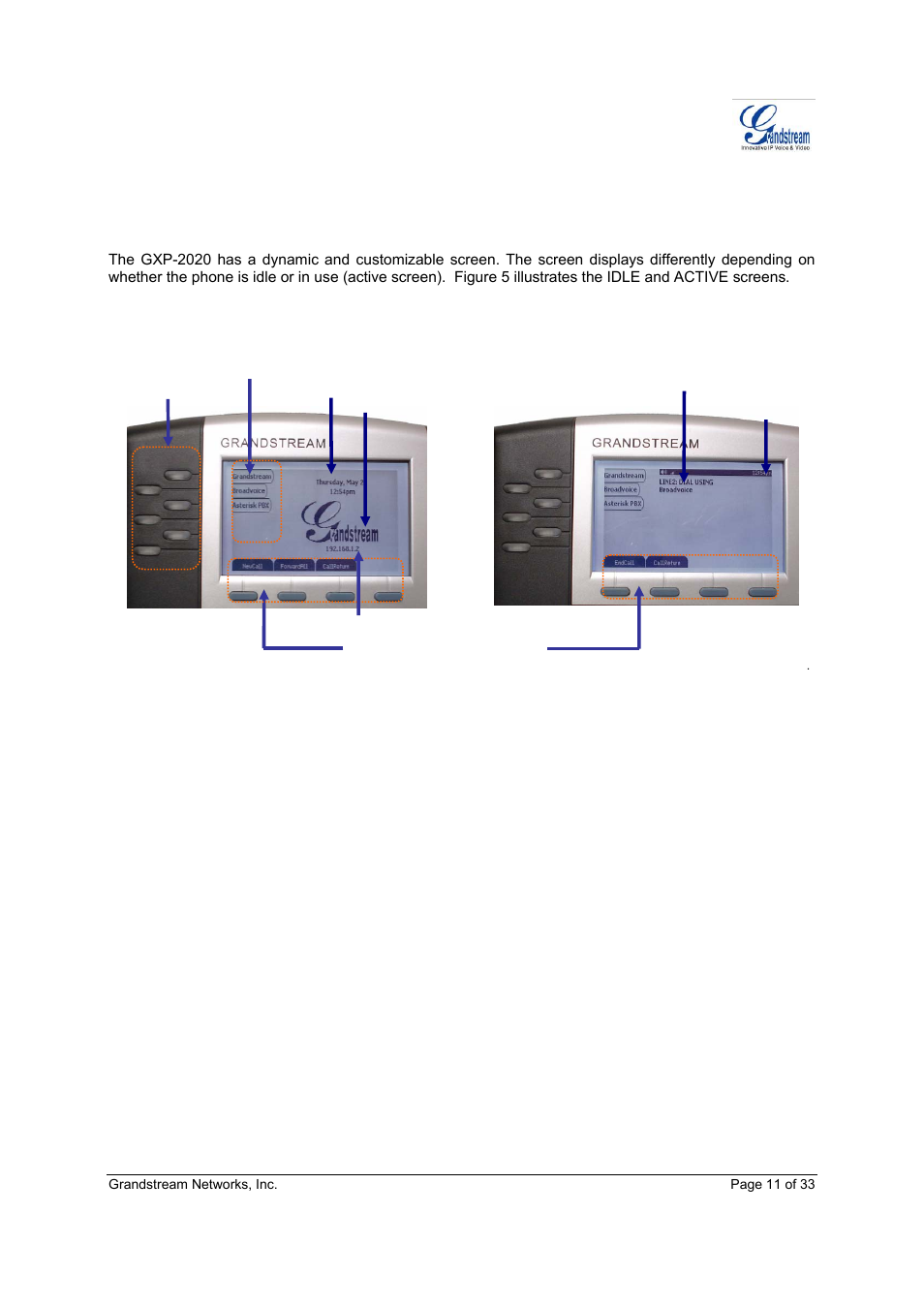 Using the gxp-2020 sip enterprise phone | Grandstream Networks GXP-2020 User Manual | Page 11 / 33