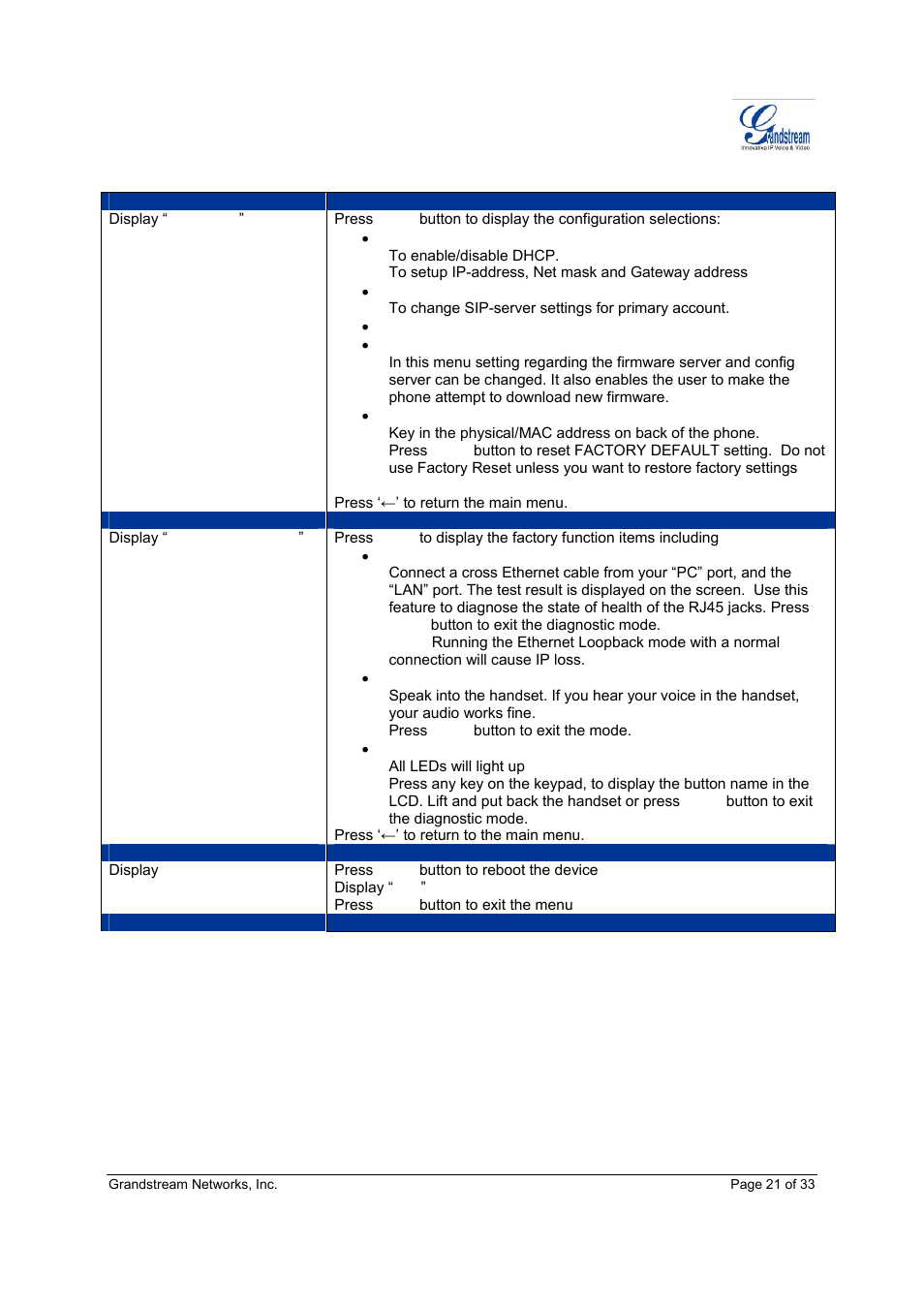 Grandstream Networks GXP-2020 User Manual | Page 21 / 33