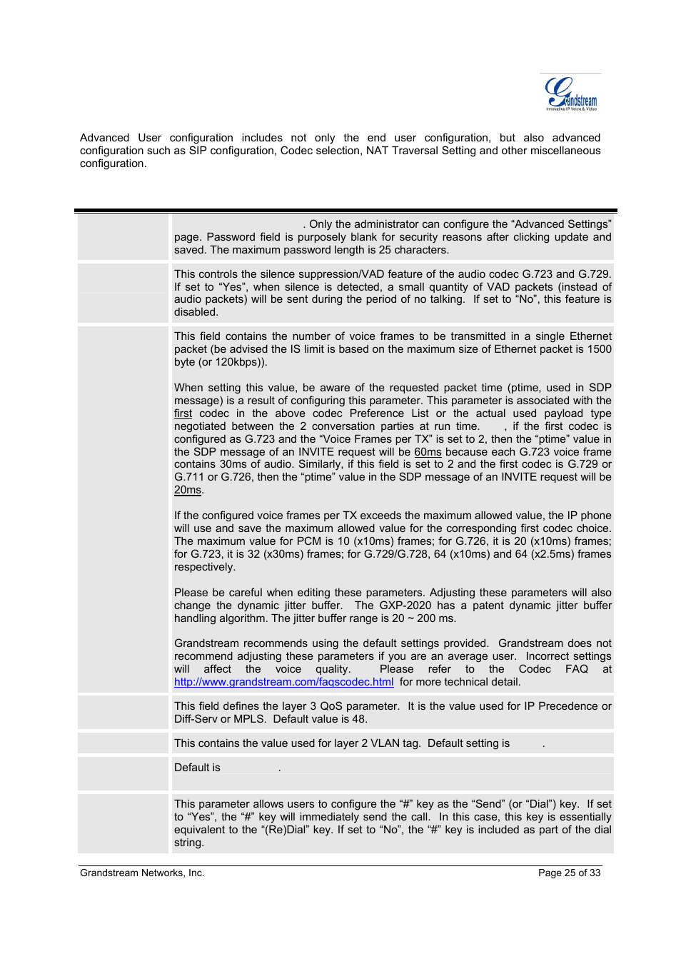 Grandstream Networks GXP-2020 User Manual | Page 25 / 33