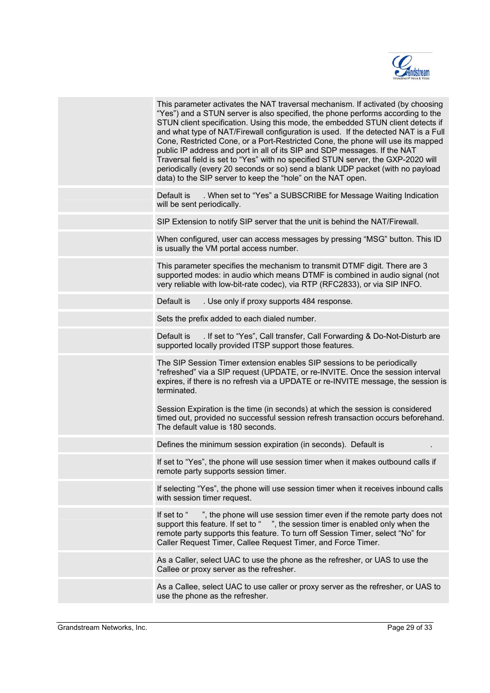 Grandstream Networks GXP-2020 User Manual | Page 29 / 33