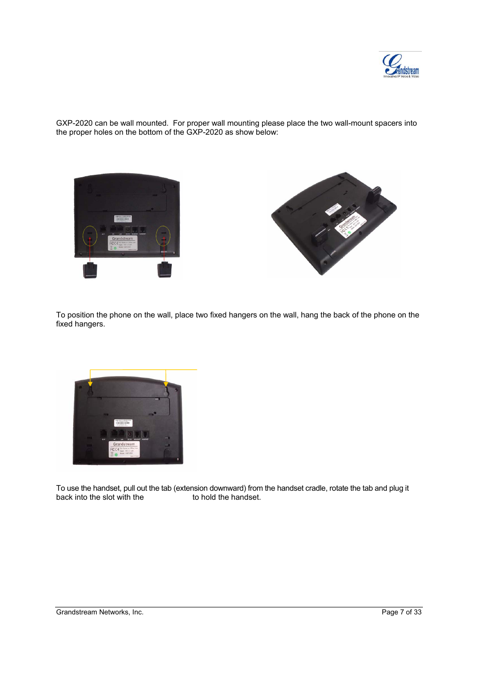 Grandstream Networks GXP-2020 User Manual | Page 7 / 33