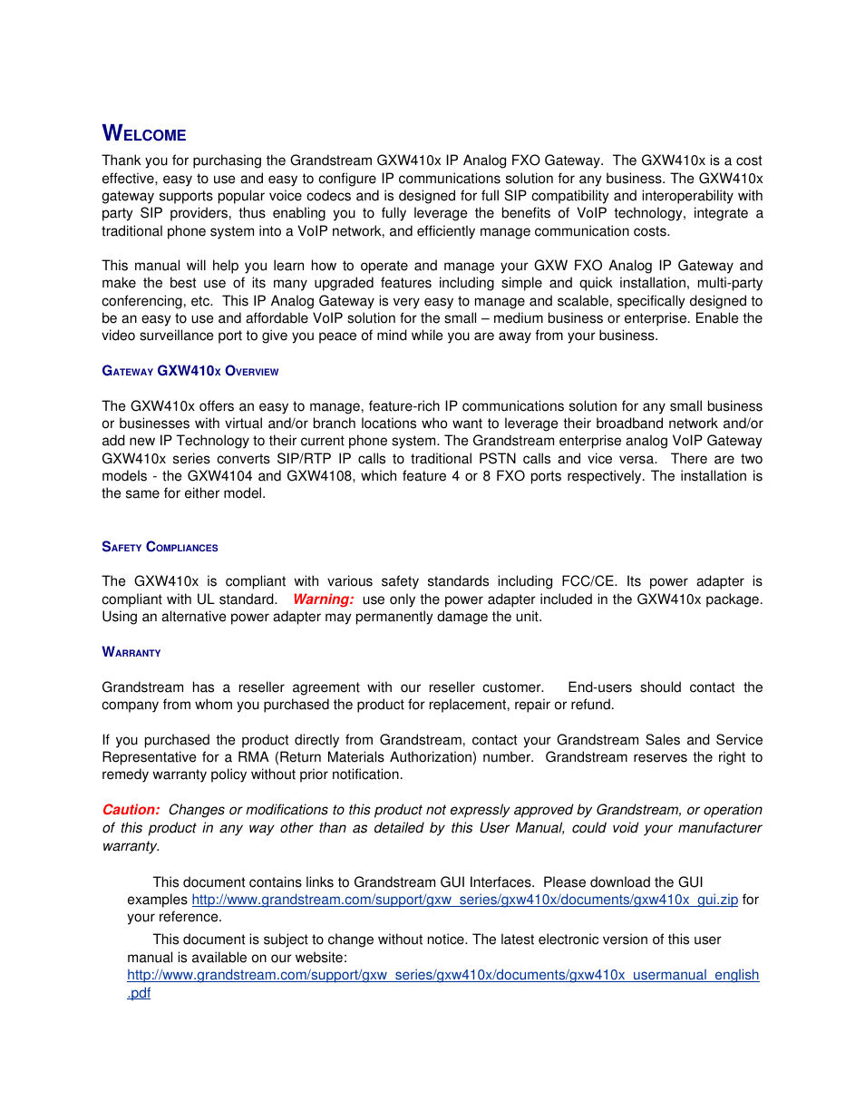 Grandstream Networks GXW410X User Manual | Page 5 / 36