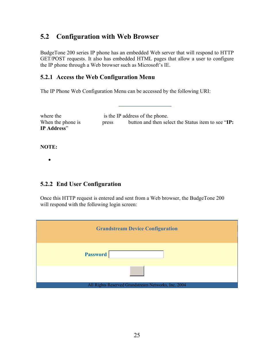 2 configuration with web browser | Grandstream Networks Grandstream BudgeTone 200 User Manual | Page 25 / 54