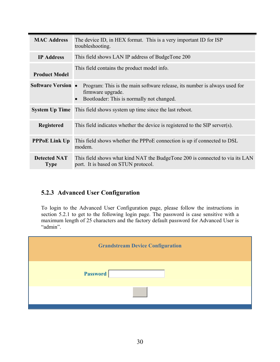 Grandstream Networks Grandstream BudgeTone 200 User Manual | Page 30 / 54