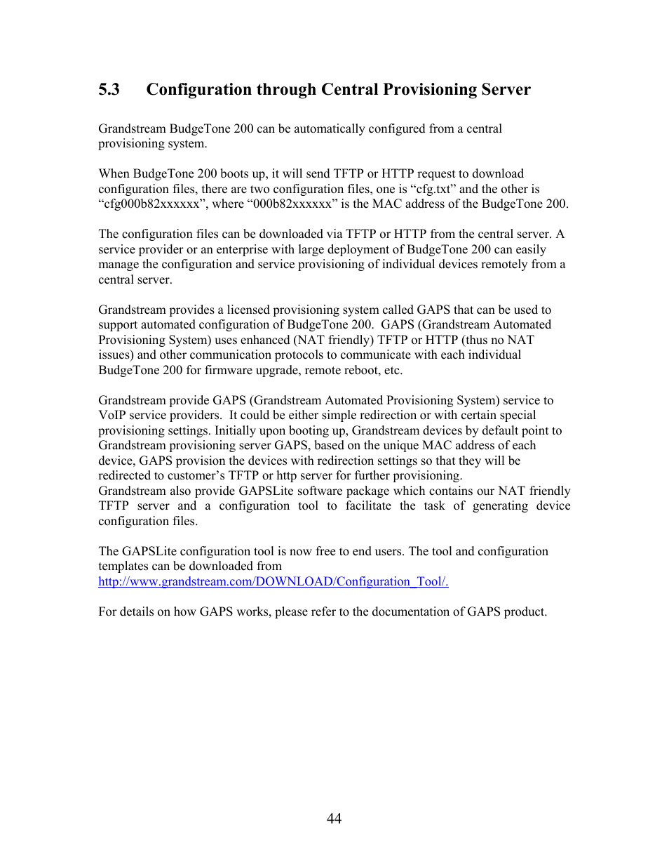 Grandstream Networks Grandstream BudgeTone 200 User Manual | Page 44 / 54