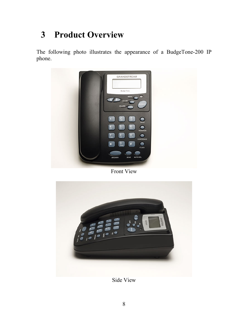 3 product overview | Grandstream Networks Grandstream BudgeTone 200 User Manual | Page 8 / 54