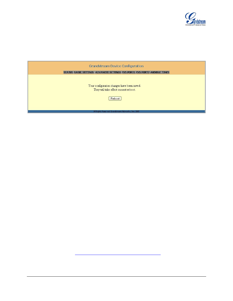 Aving the, Onfiguration, Hanges | Ebooting the, Ht496, From, Emote, Onfiguration through a, Entral, Erver | Grandstream Networks HT496 User Manual | Page 26 / 29