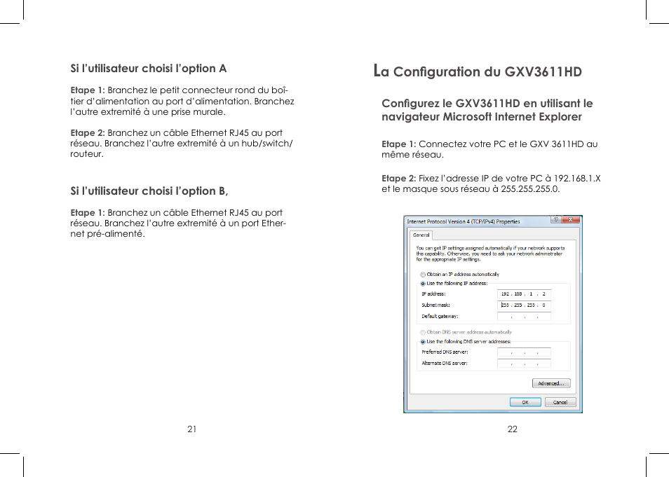 A configuration du gxv3611hd | Grandstream Networks GXV 3611HD User Manual | Page 12 / 15