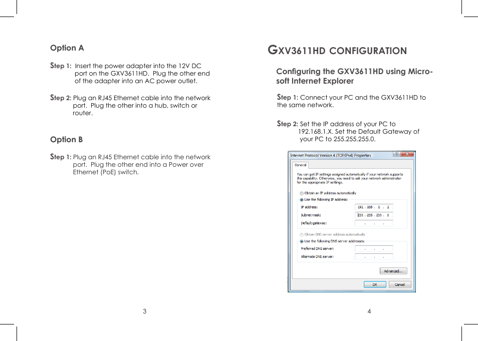 Xv3611hd, Configuration | Grandstream Networks GXV 3611HD User Manual | Page 3 / 15