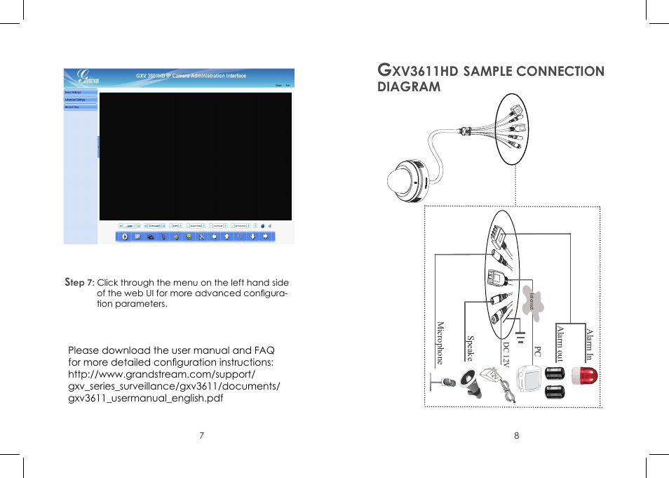 Xv3611hd, Sample connection diagram | Grandstream Networks GXV 3611HD User Manual | Page 5 / 15