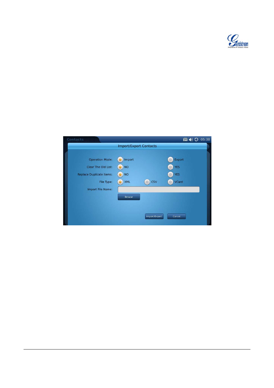 Import/export phonebook on gxv3175 | Grandstream Networks IP MULTIMEDIA PHONE GXV3175 User Manual | Page 6 / 12