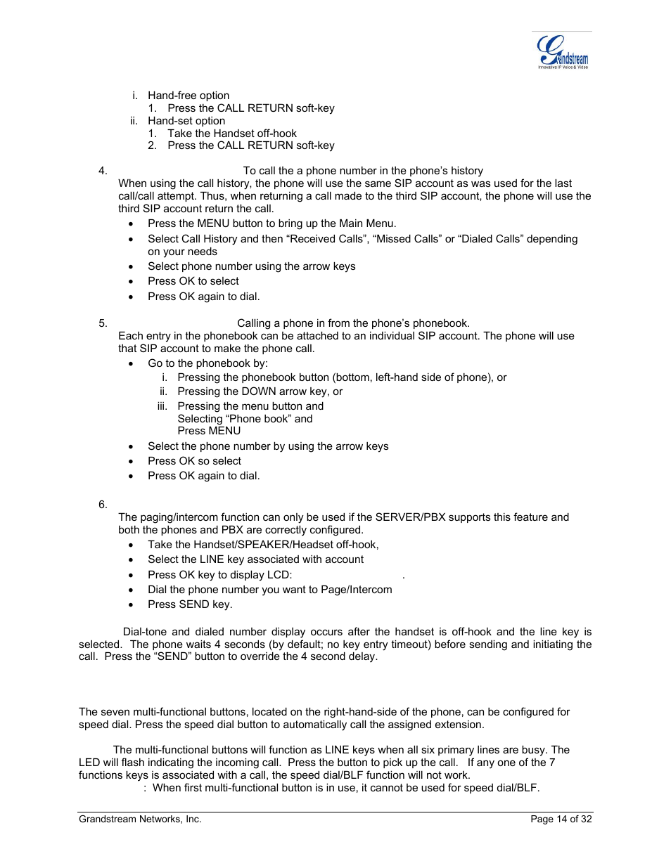 Speed dial | Grandstream Networks ADAPTER GXP2020 User Manual | Page 14 / 32