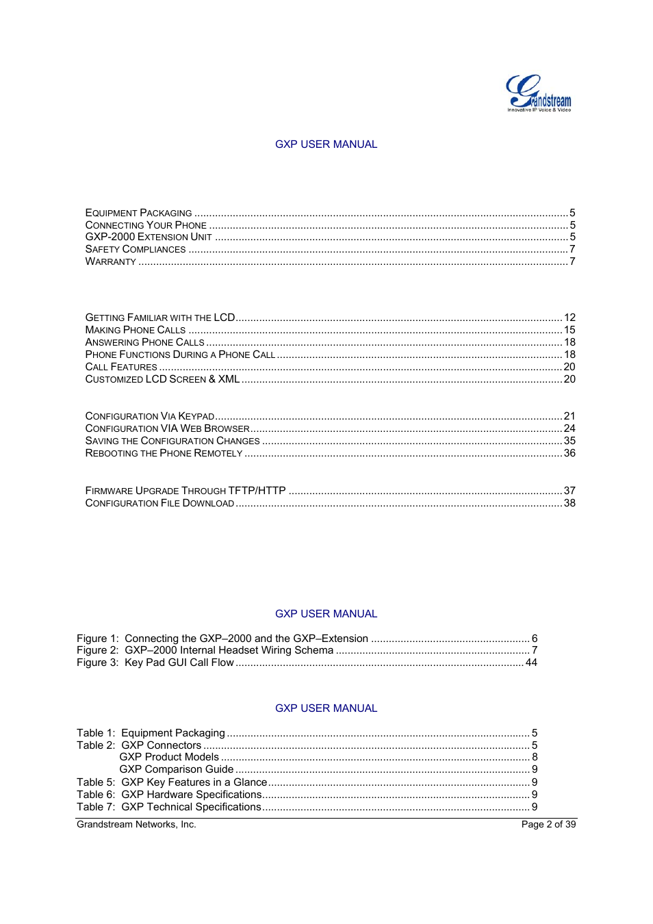 Grandstream Networks Grandstream GXP-1200 User Manual | Page 2 / 39