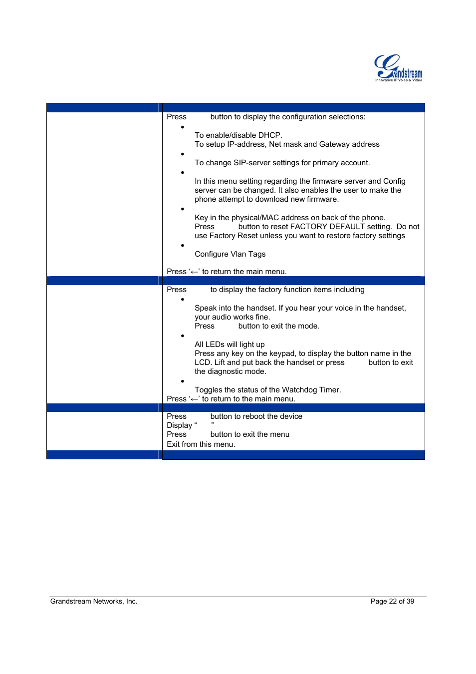 Grandstream Networks Grandstream GXP-1200 User Manual | Page 22 / 39