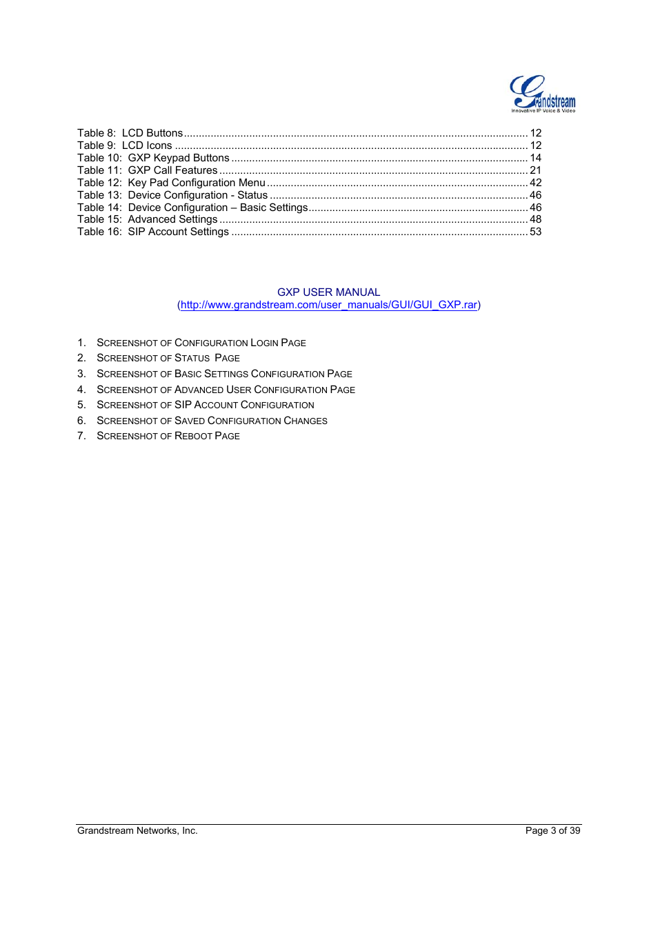 Grandstream Networks Grandstream GXP-1200 User Manual | Page 3 / 39