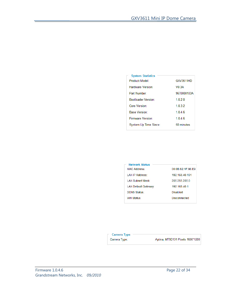 Grandstream Networks GXV3611 User Manual | Page 22 / 34
