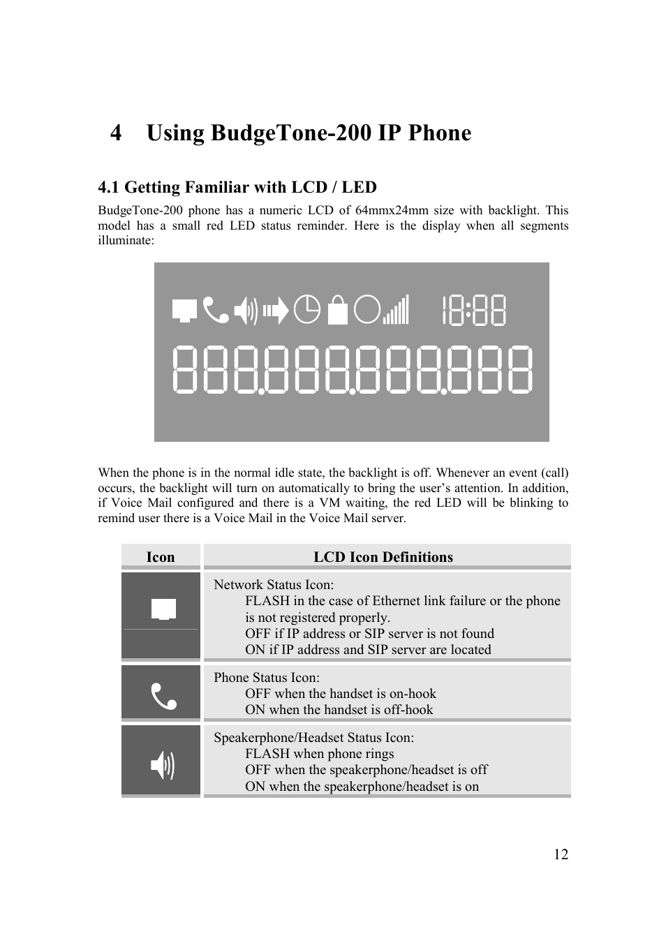 4 using budgetone-200 ip phone | Grandstream Networks 200 Series User Manual | Page 12 / 53