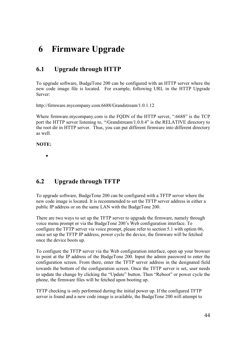 6 firmware upgrade | Grandstream Networks 200 Series User Manual | Page 44 / 53