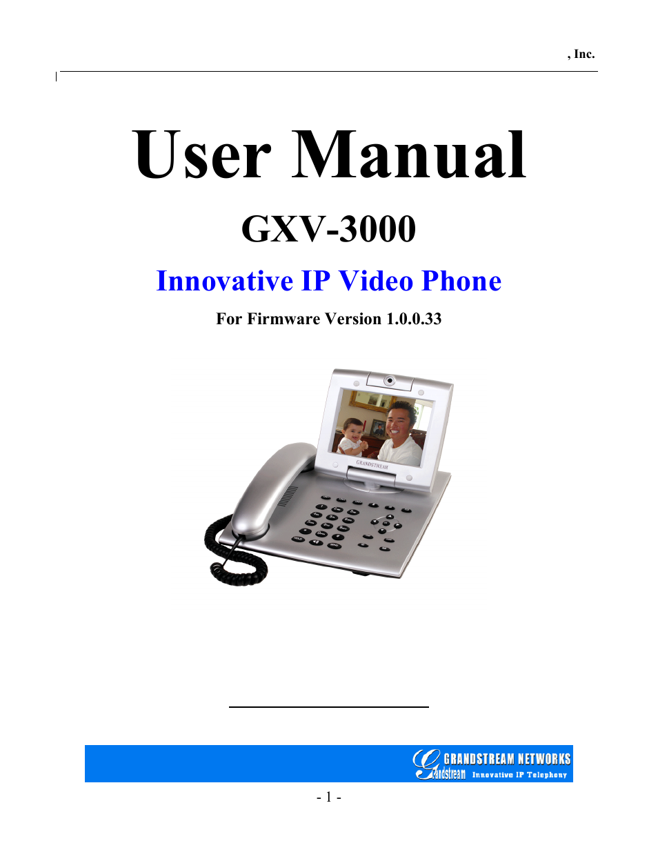 Grandstream Networks GXV-3000 User Manual | 62 pages