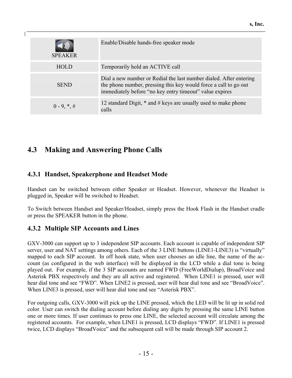 3 making and answering phone calls | Grandstream Networks GXV-3000 User Manual | Page 15 / 62