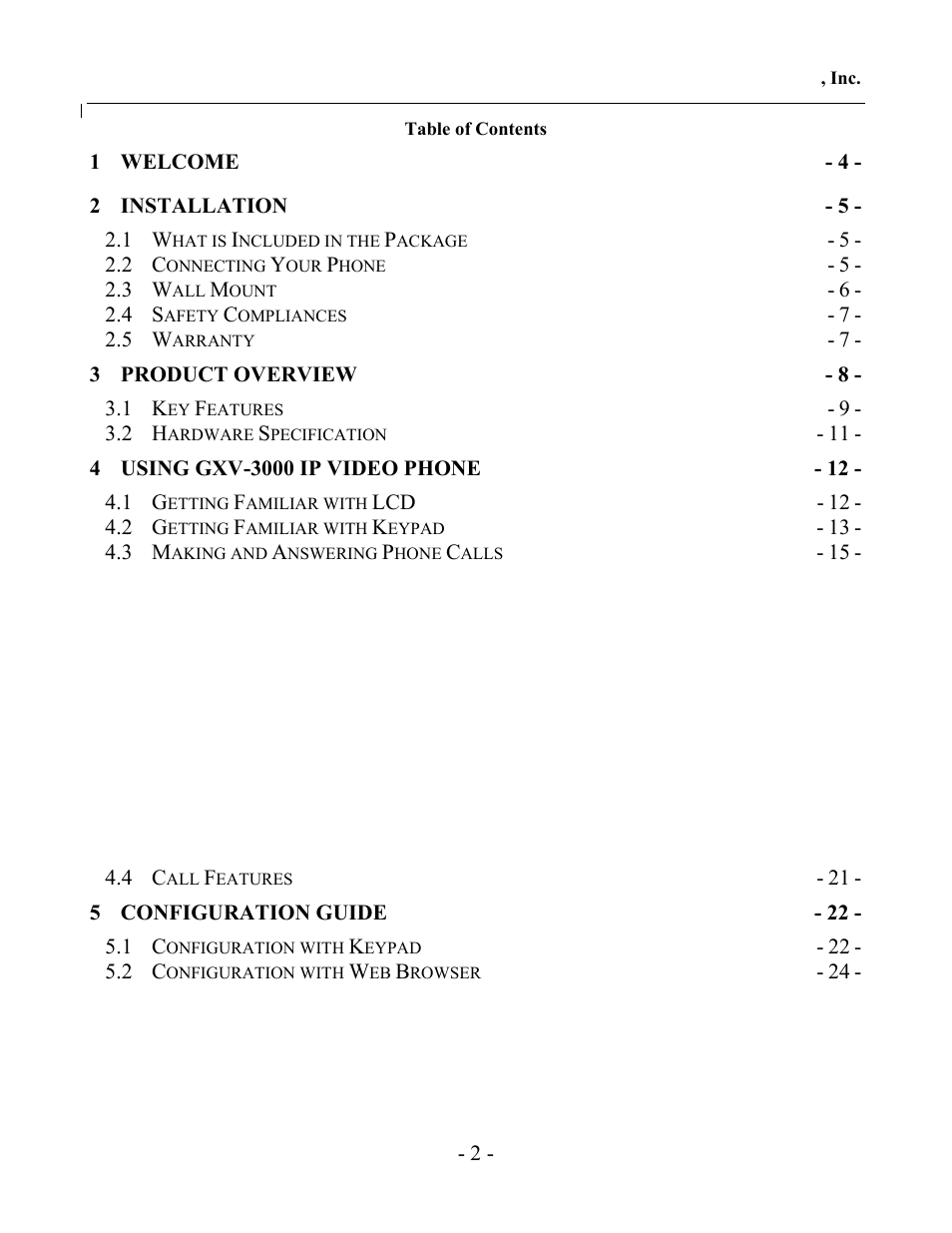 Grandstream Networks GXV-3000 User Manual | Page 2 / 62